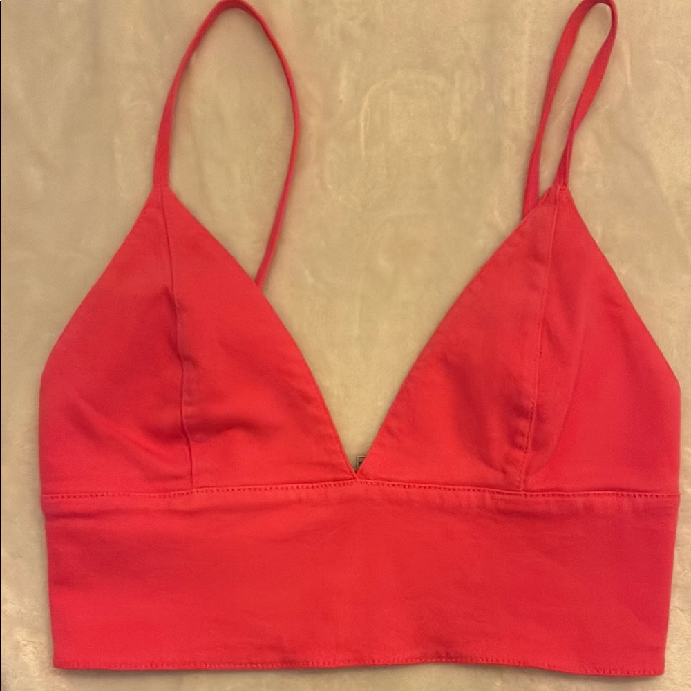 BNWOT Alice and Olivia Carli Denim Crop Top Candy